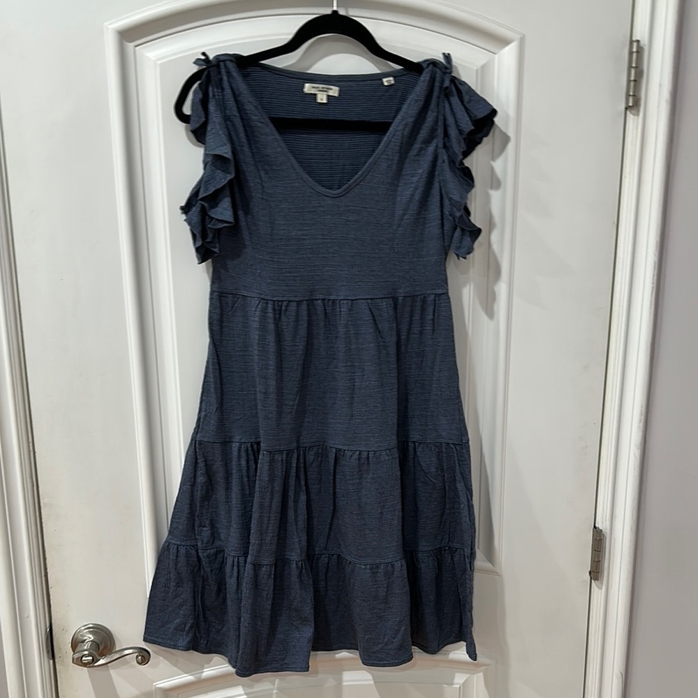 Max Studio Blue Ruffled Tiered Midi Sundress